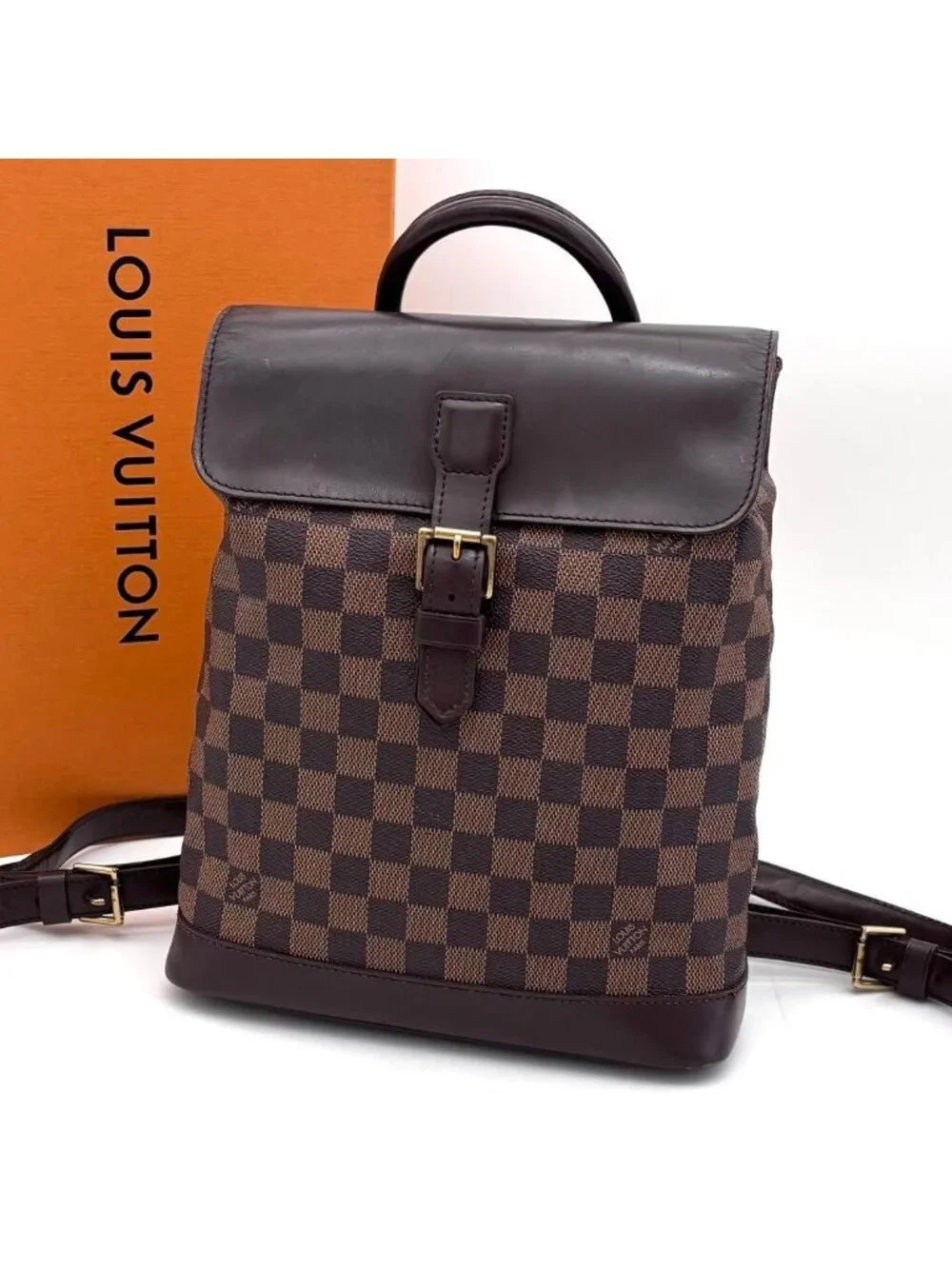 Louis Vuitton Damier Ebene Soho Backpack Brown